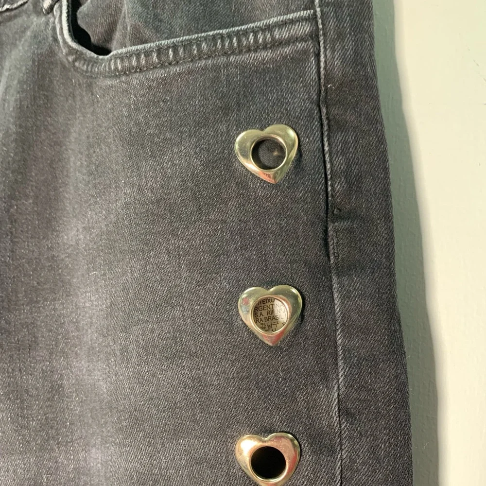 ZARA K BLACK JEANS WITH HEARTS ON THE SIZE SIZE 10 raw hem skinny - Picture 11 of 14